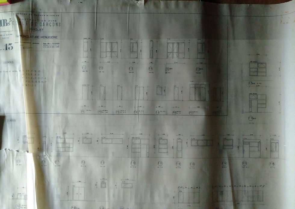 Miniature : Croquis d’architecture sur calque, J-M. GEISER, 1959