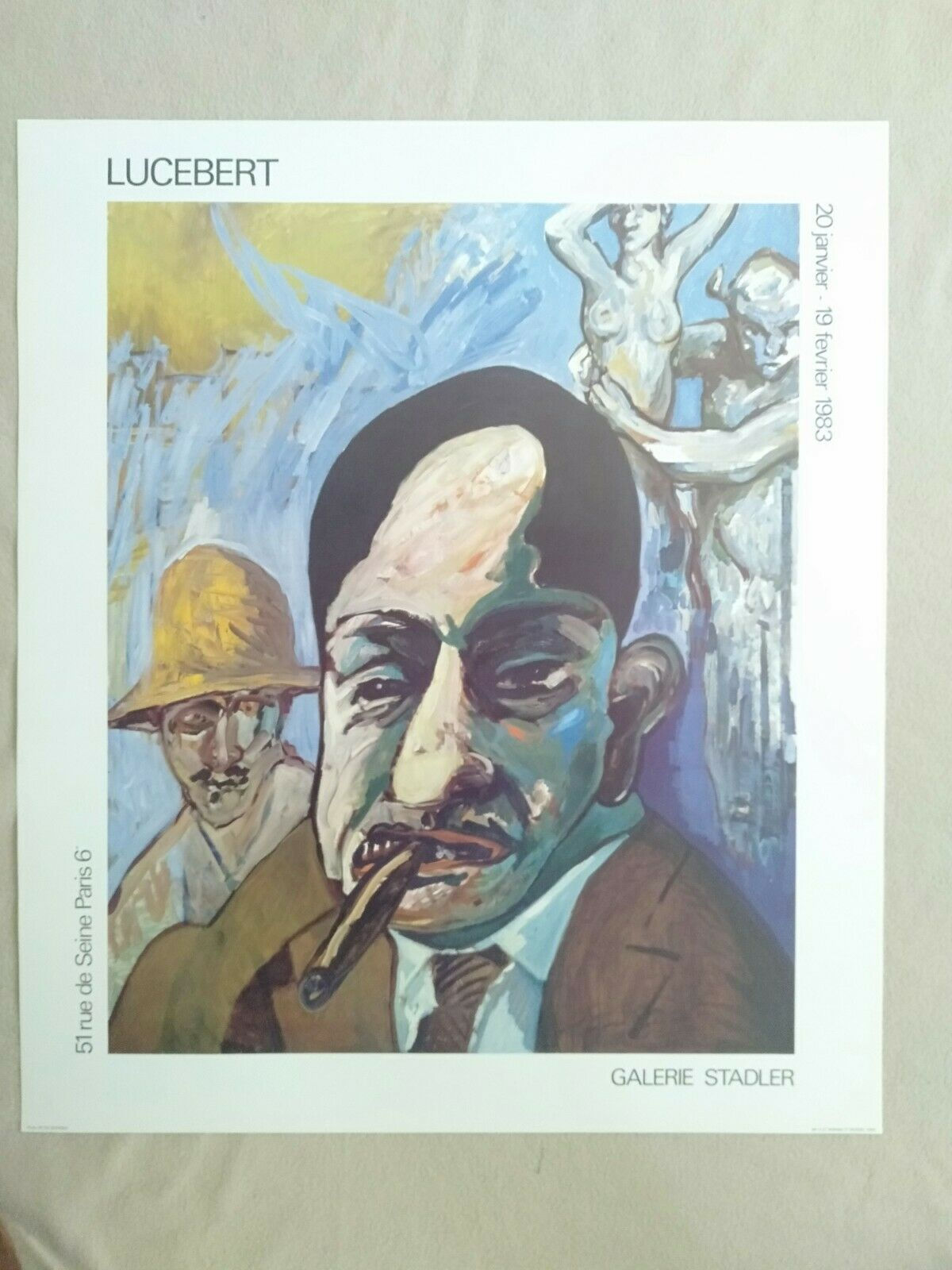 LUCEBERT Galerie Stadler 1983 Clot Bramsen affiche offset 63X44 cm