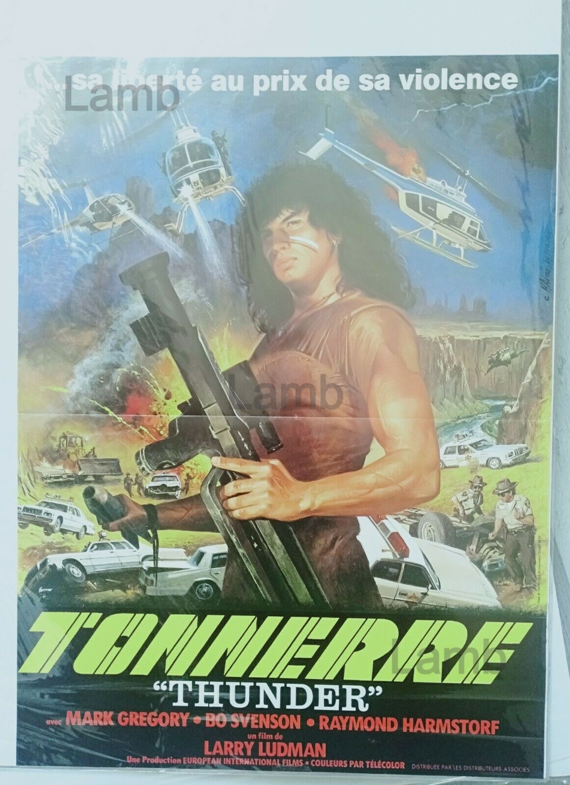 TONNERRE THUNDER - ANGELIS - BO SVENSON -M. GREGORY- Affiche Cinéma +-40x50 cm