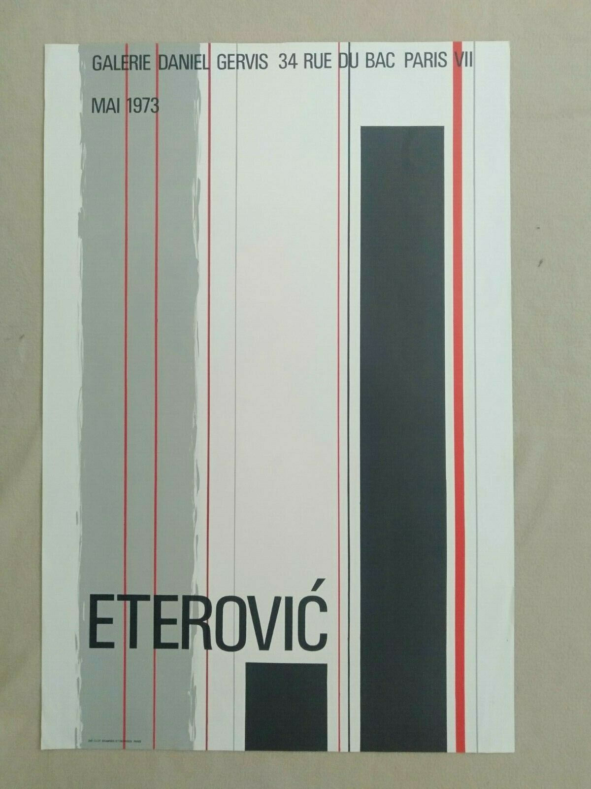 ETROVIC Ramon Diaz Daniel Gervis 1973 Affiche Litho 80x53 cm