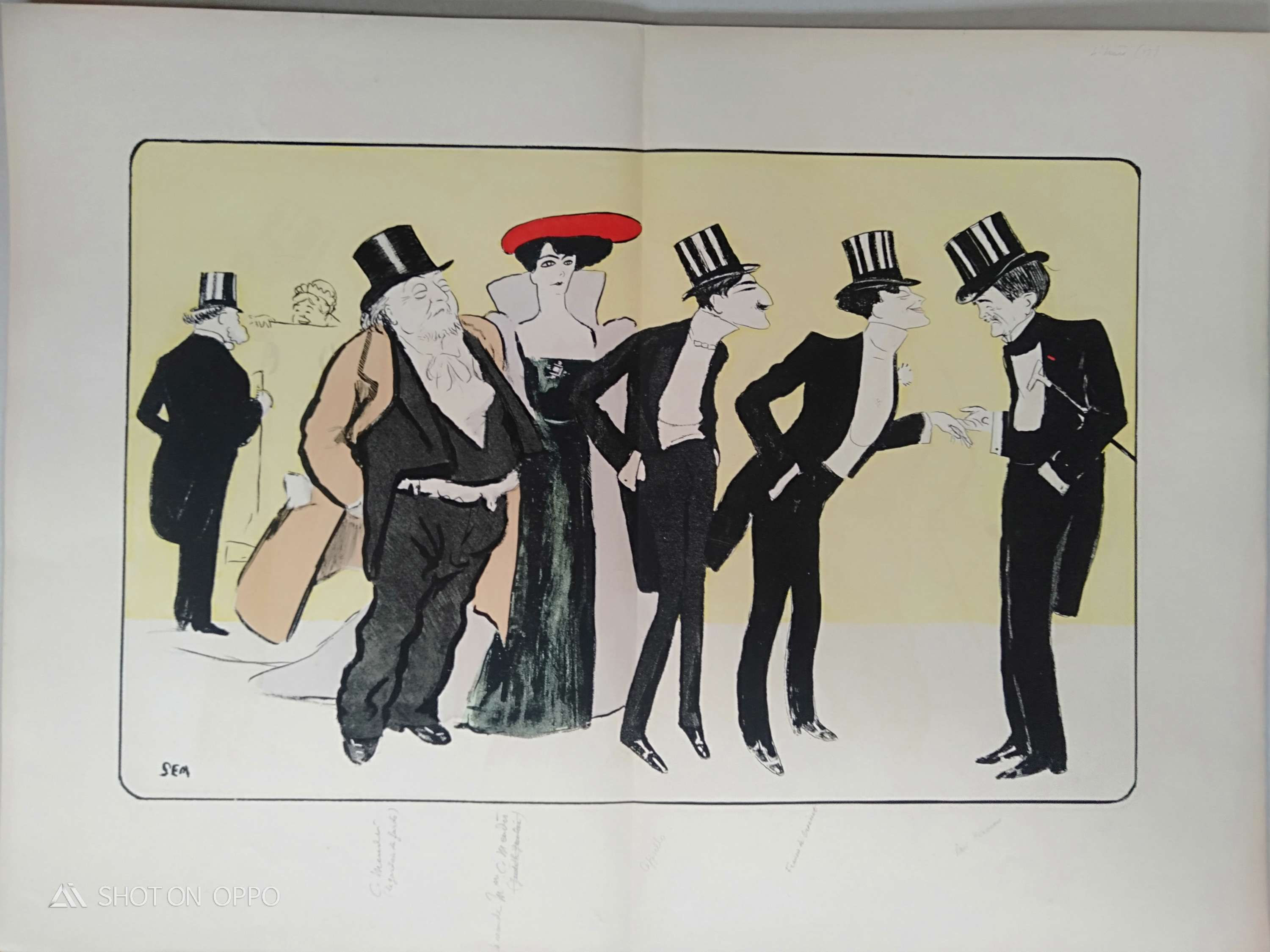 Lithographie originale 1900, SEM, Georges GOURSAT, Caricature, Chronique mondain