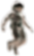 Floating astronaut with metallic silver astronaut suit.