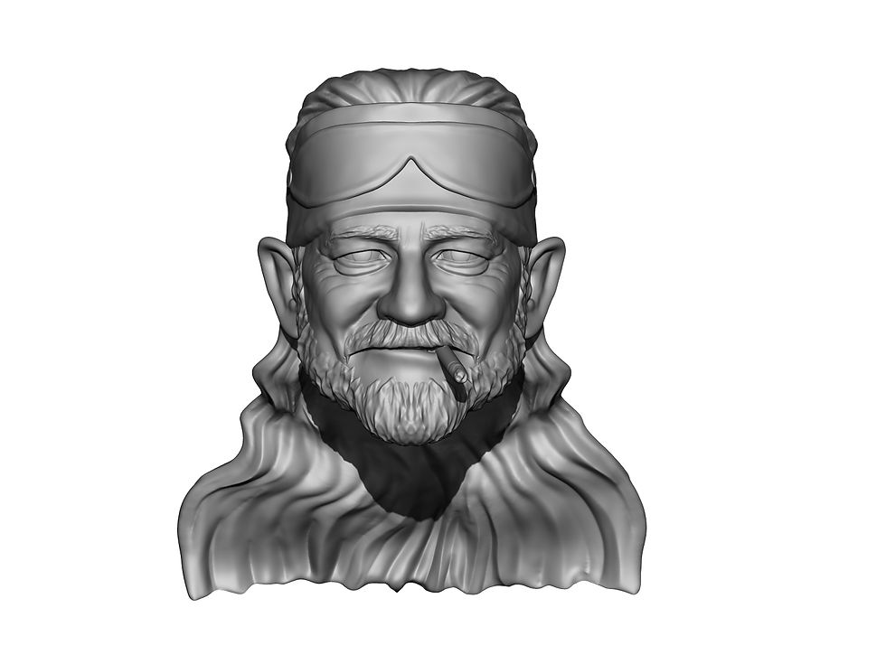 Thumbnail: Willie Nelson smoking 3D printed custom action figure head