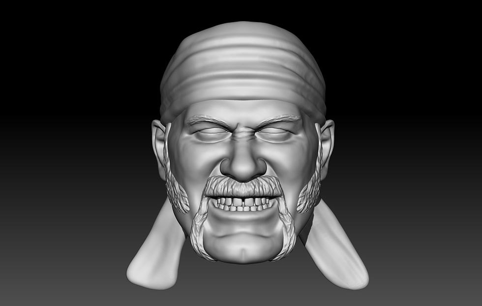 Jesse Ventura bandana 2 straps long mustache 3D printed action figure head