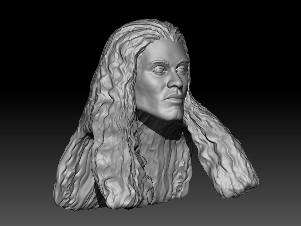 Thumbnail: Nicole Bass long hair 3D printed action figure head