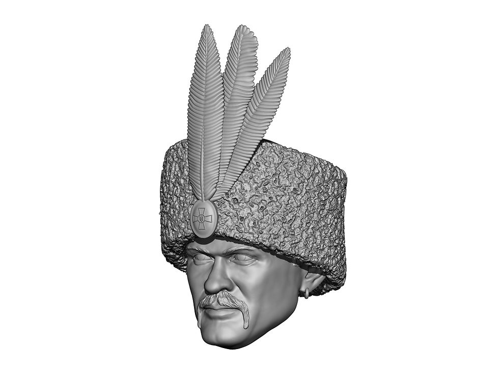 Thumbnail: Oleksandr Usyk with removable Cossack hat 3D printed custom action figure head