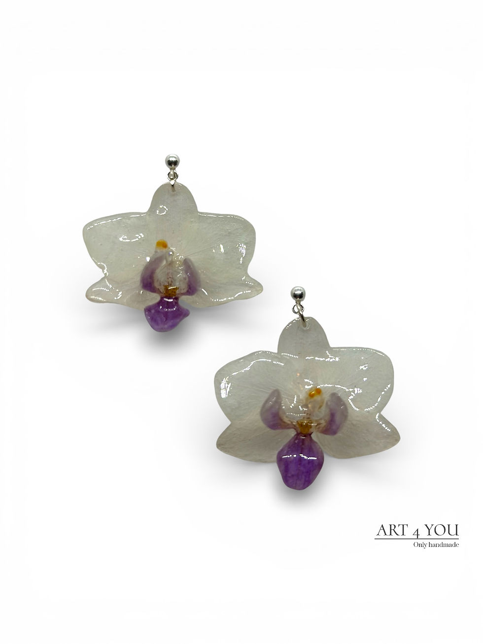 Thumbnail: Collection Purity & Light - Real White Orchid Earrings