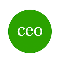Green circle with the word "ceo" in white lowercase letters centered inside.