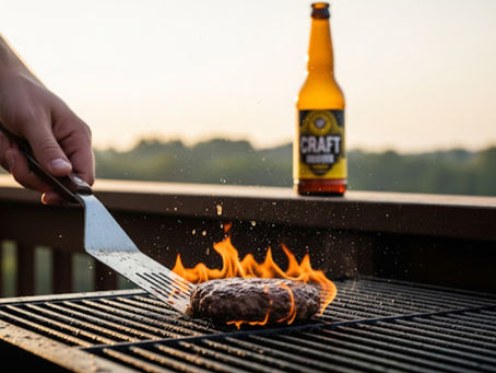 Grill beer San Dimas pairing with a cheeseburger on the grill
