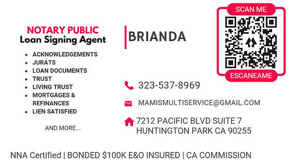 Loan Signing Agent Business Card