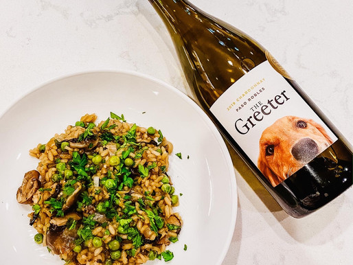 Easy white wine risotto with mixed wild mushrooms and peas