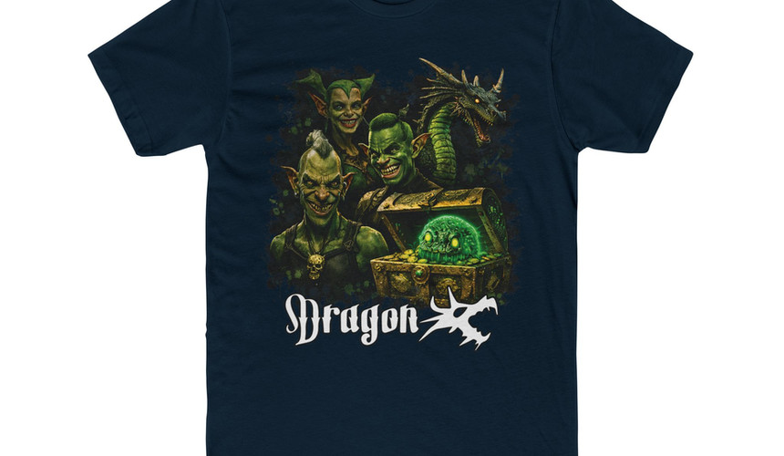 Next Level 3600 Cotton Tee, Navy Blue, Green Goblin raiders design, front of tee