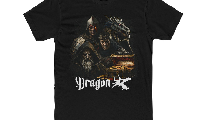 Next Level 3600 Cotton Tee, black, Necromancer and Bone Dragon design, front of tee