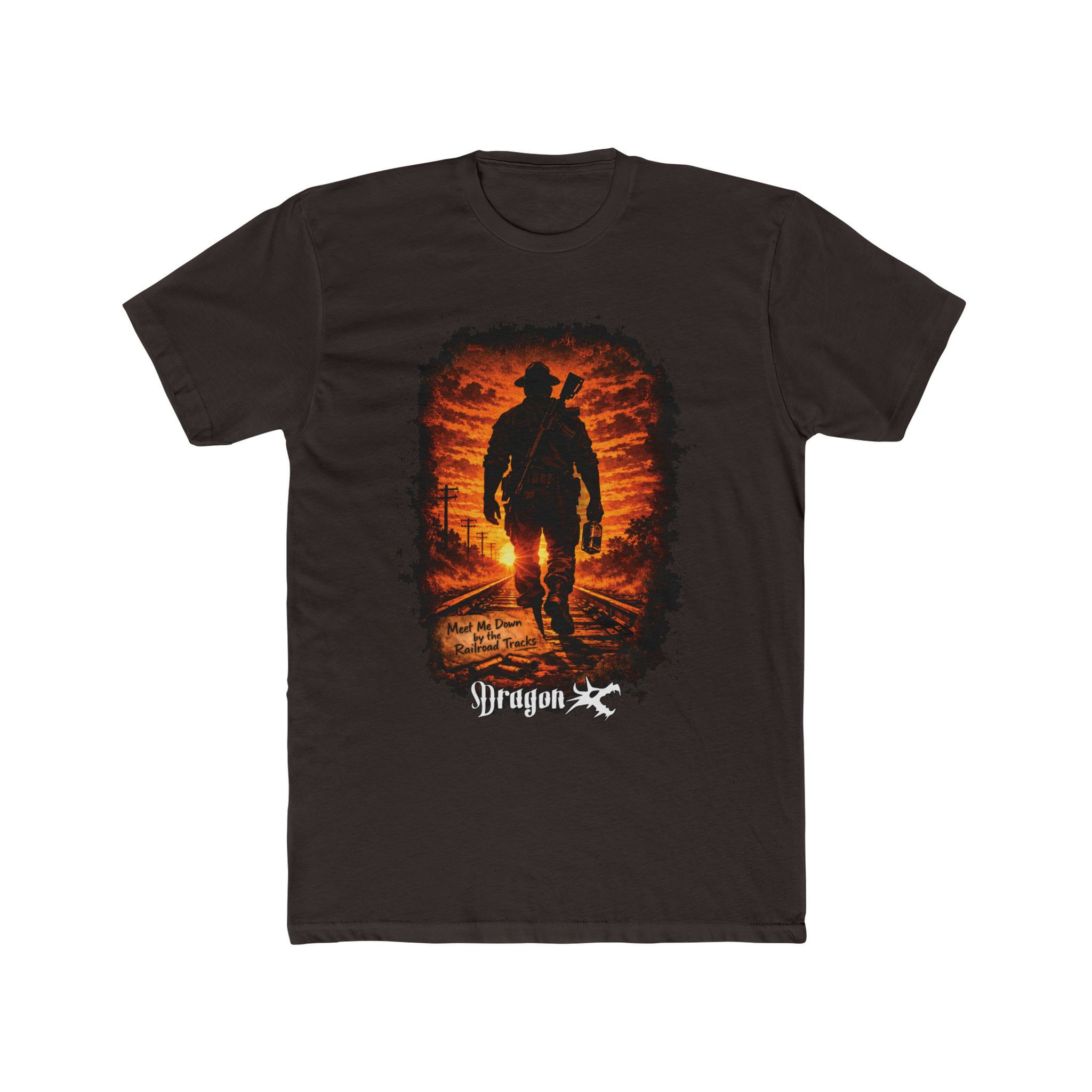T-shirt - Silhouette of a Drill Instructor Walking Railroad Tracks