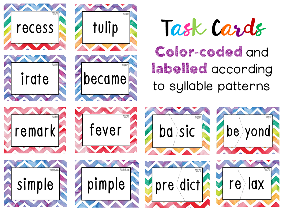 Syllable Division Task Cards | VCCV