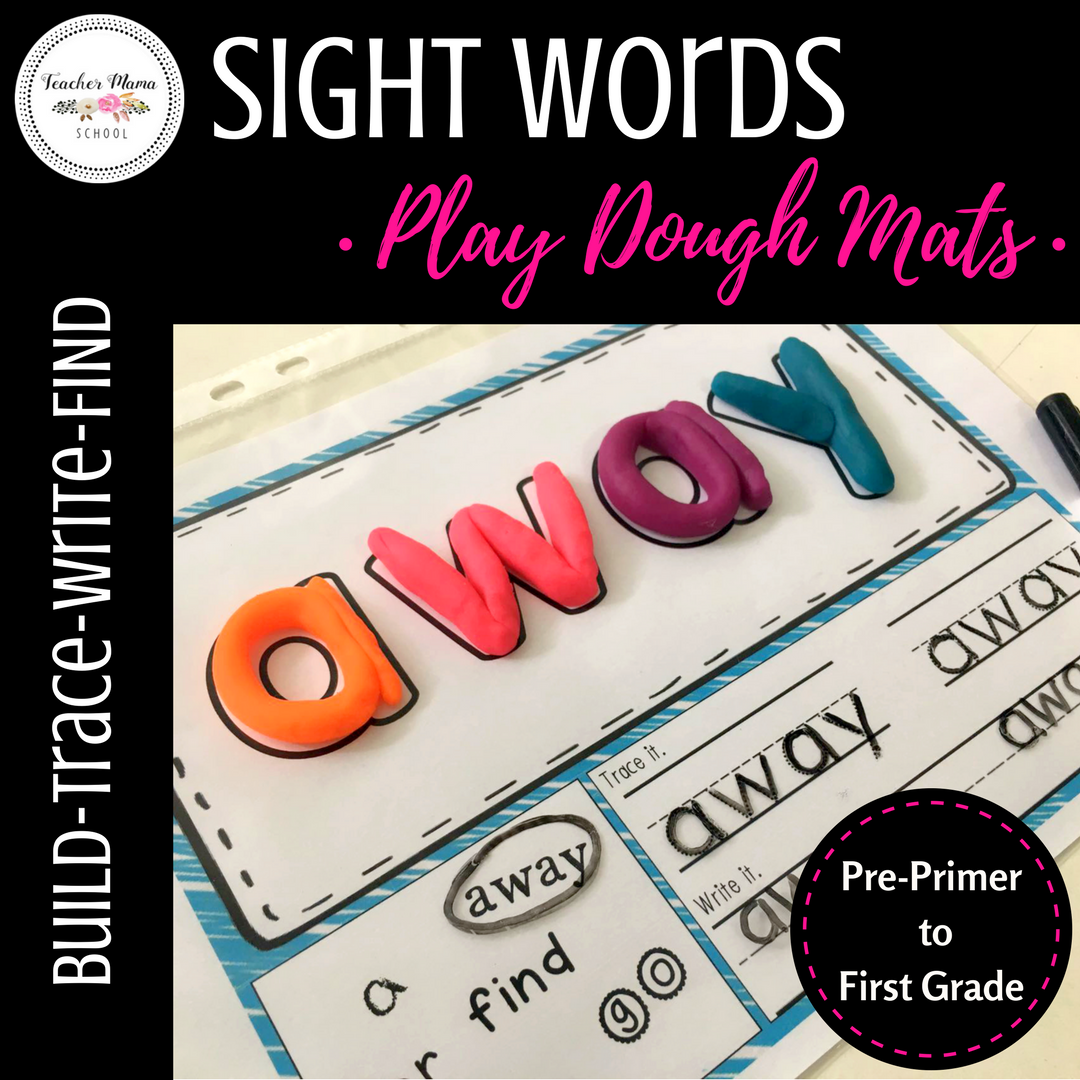 Playdough Mat Sight Words Dolch Pre-Primer to First Grade
