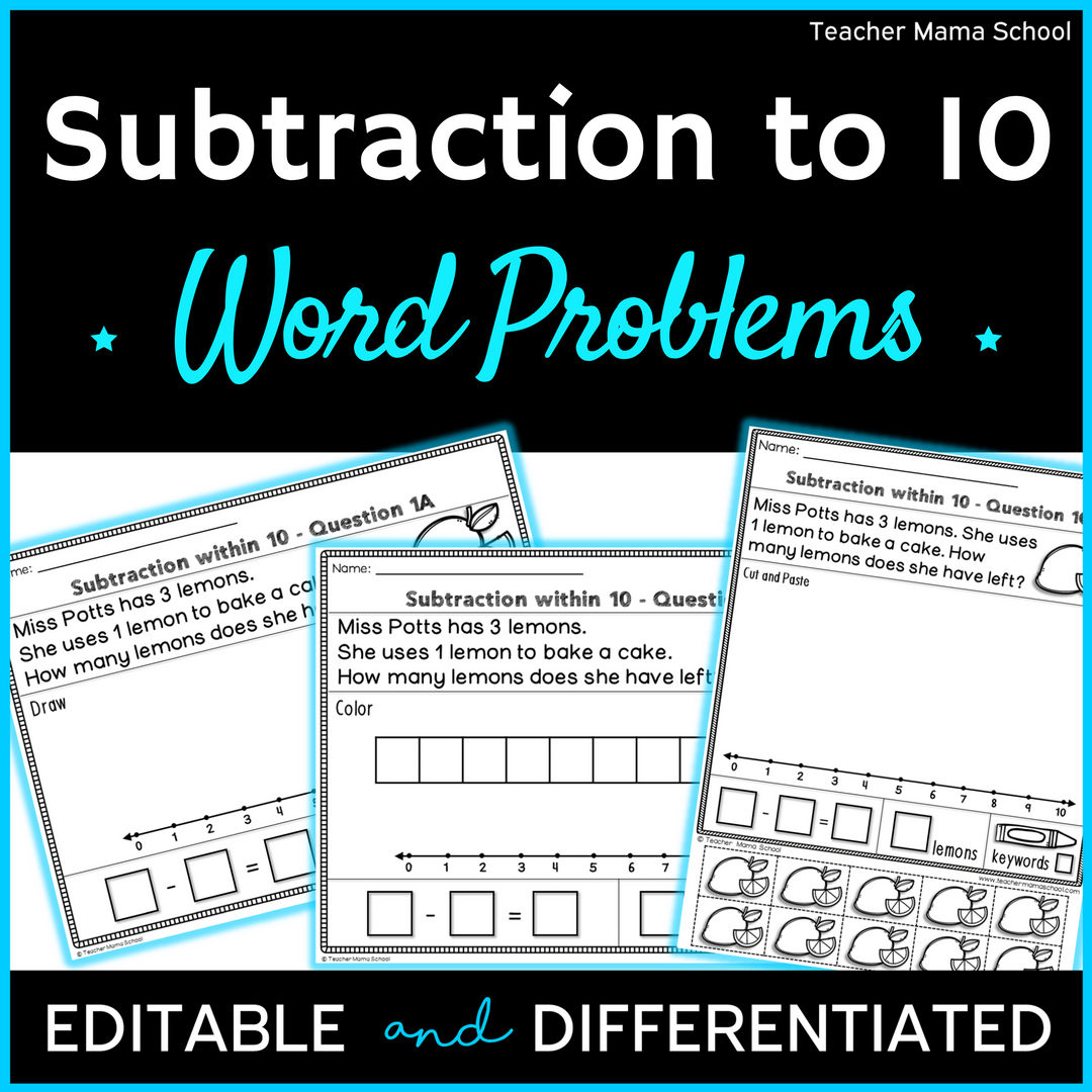 Subtraction to 10 Worksheets