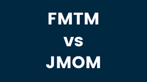Text on a blue background reads "FMTM vs JMOM" with "ETF Comparison Series" beneath.
