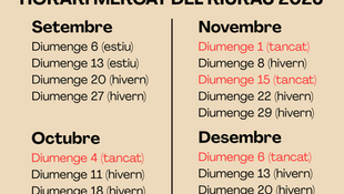 CALENDARI ANUAL DEL MERCAT DEL RIURAU