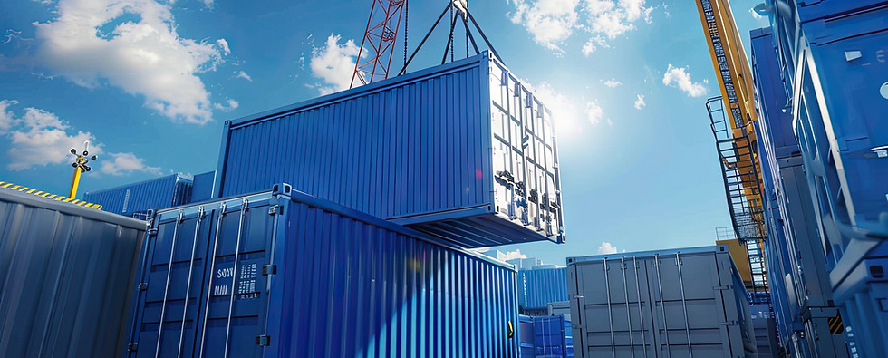 experience-hustle-logistics-with-lateral-view-pristine-deep-blue-container-being-loaded-by