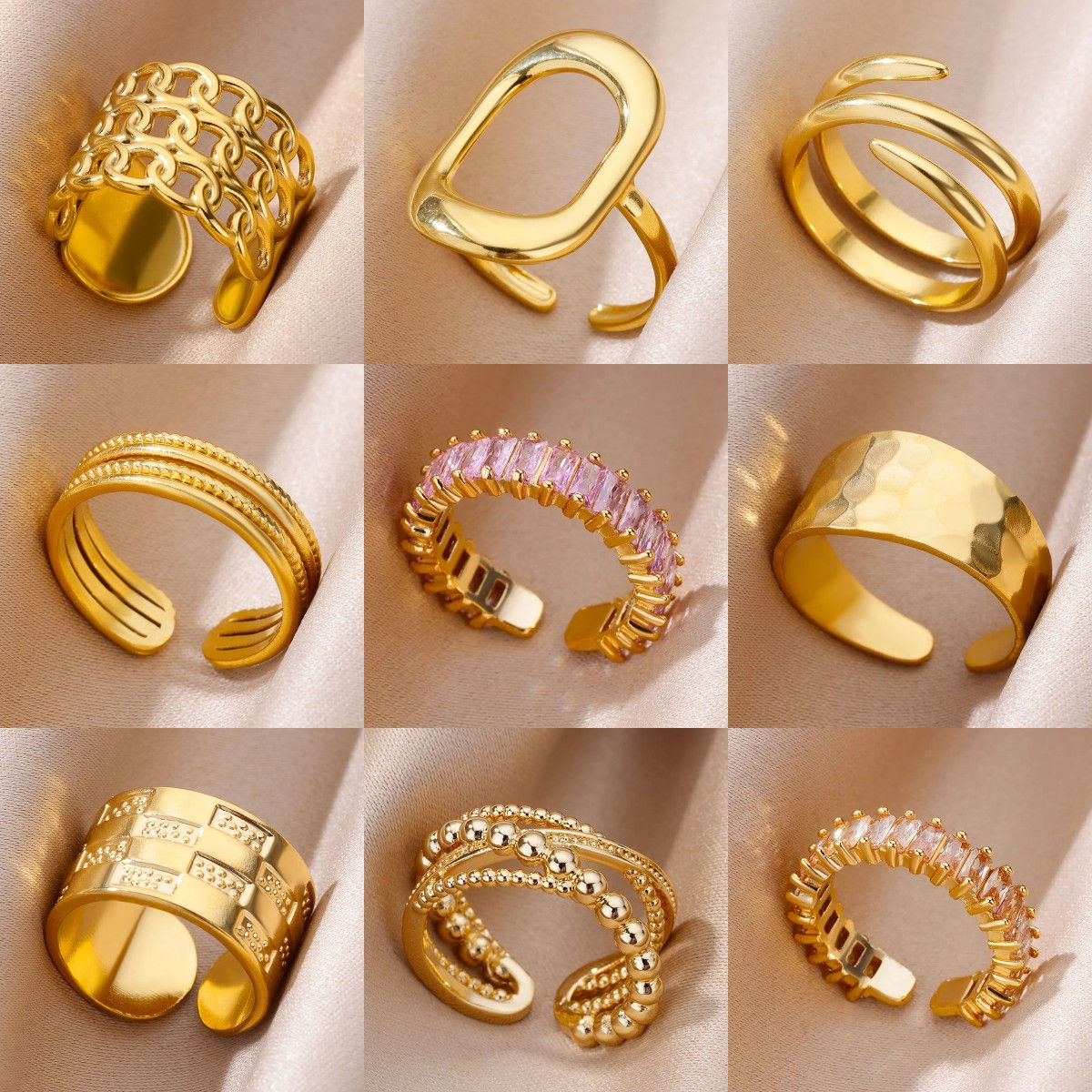 Luxe Adjustable Gold Ring Collection "Modern Elegance for Every Style"