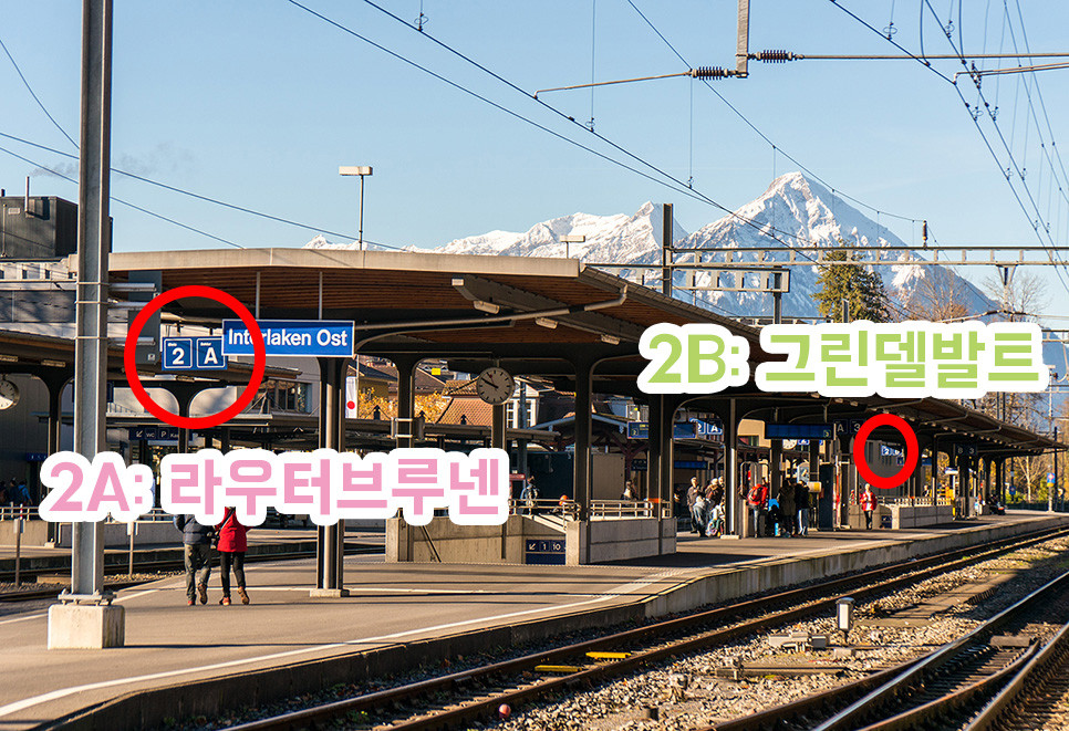 인터라켄동역 2번 플랫폼 그린델발트 라우터브루넨