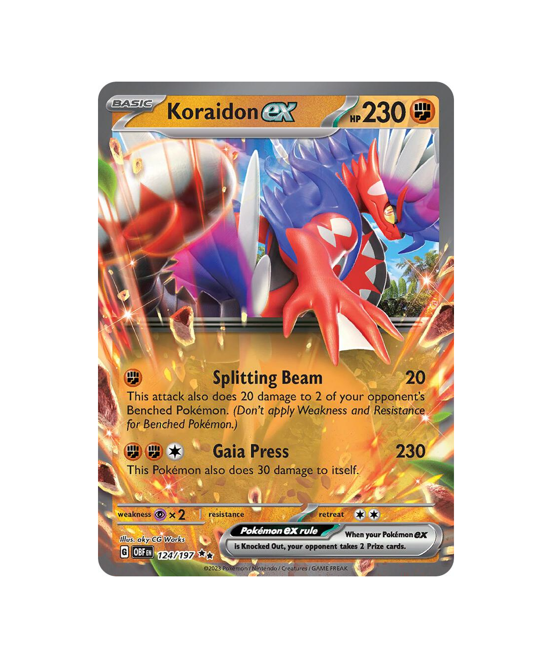 Koraidon EX Double Rare OBF 124-197 Obsidian Flames Single Card