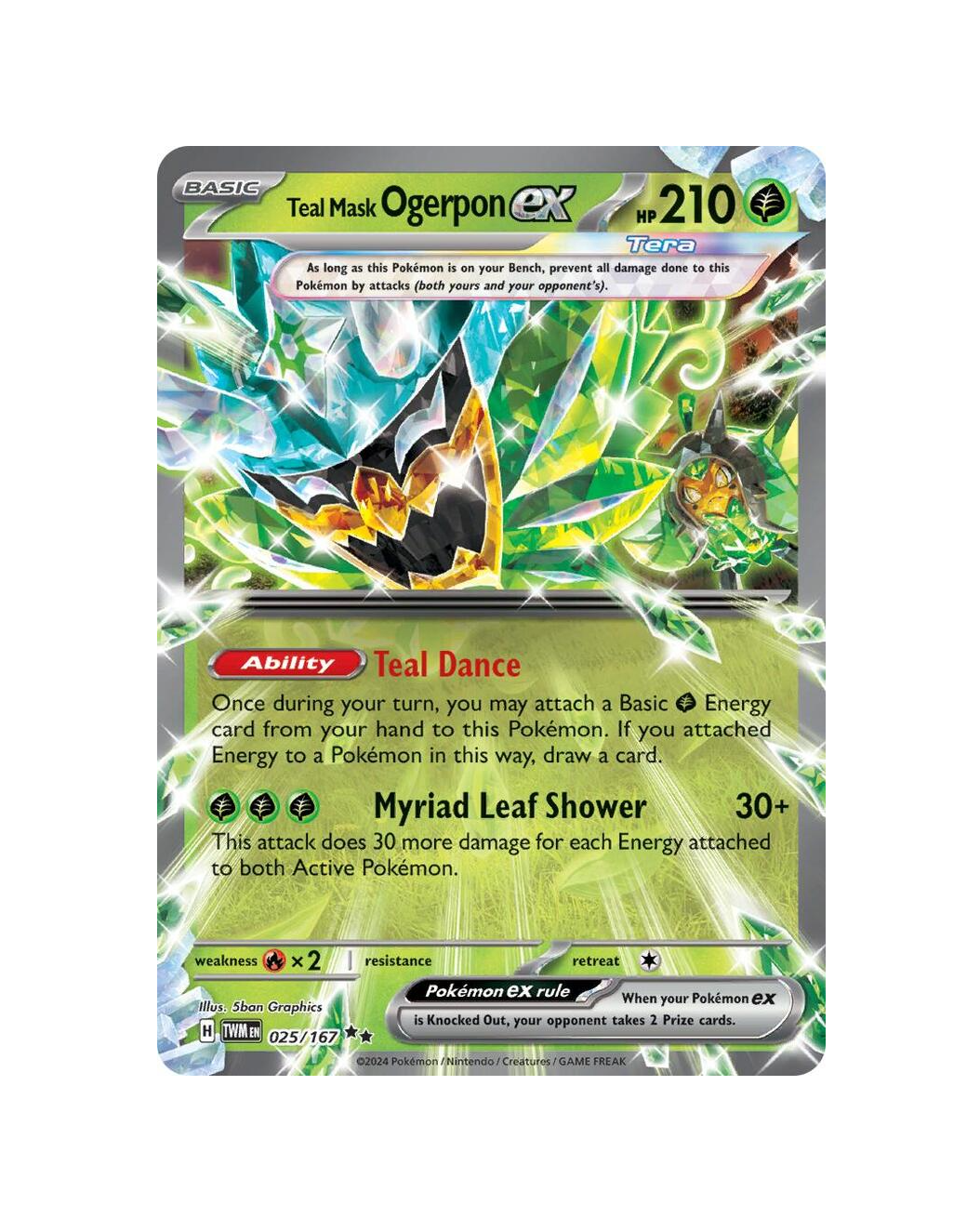 Teal Mask Ogerpon EX Double Rare TWIM 025-167 Twilight Masquerade Single Card