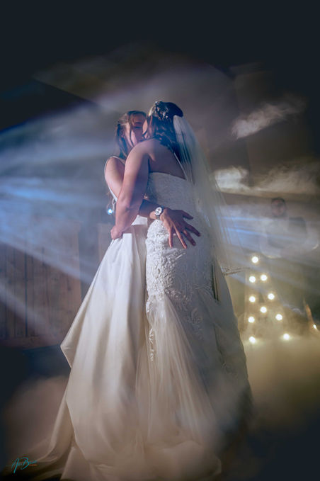 retro look wedding photo of same sex couple