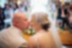 Bride and groom kissing