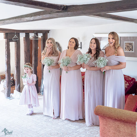 Bridesmaids seeing bride for 1st time