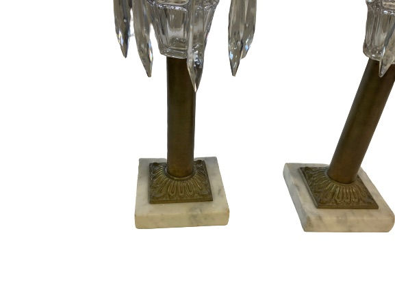 Thumbnail: Pr. of Sandwich glass whale oil lamps