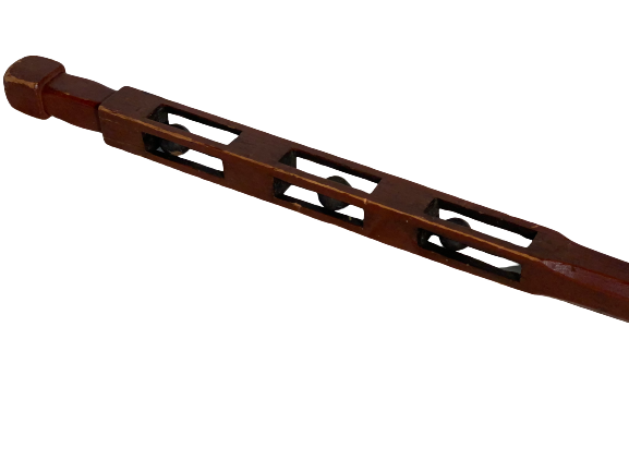 Thumbnail: red painted cane with carved balls