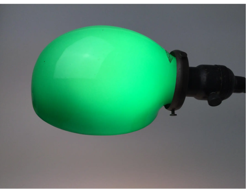 Thumbnail: Early 20th Century Adjustable Desk Lamp With Green Case Glass Shade