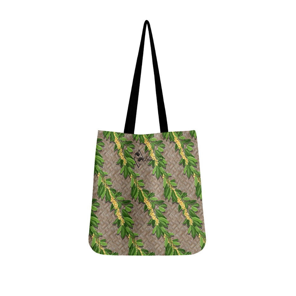 Maile Puakenikeni Lei's on Lauhala - Cloth Tote Bags