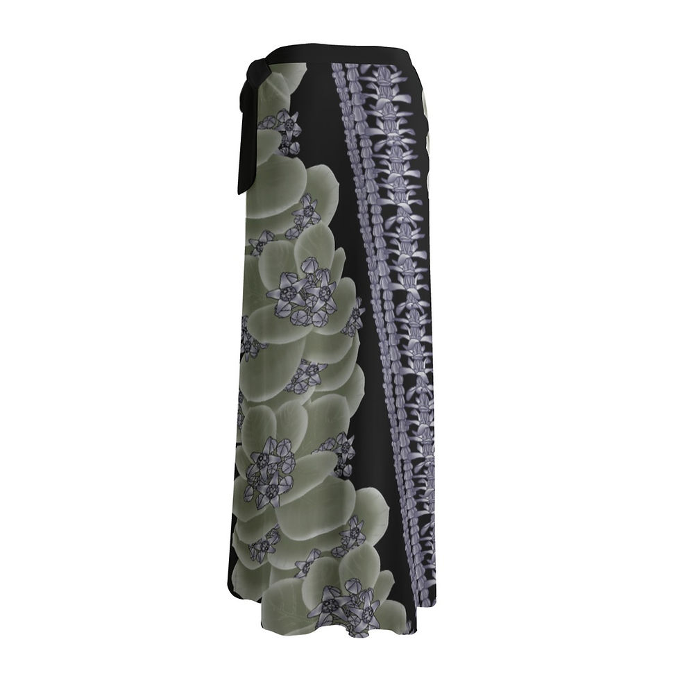 Purple Crown Flower with Lei's on Black - Women's Sheer Skirt