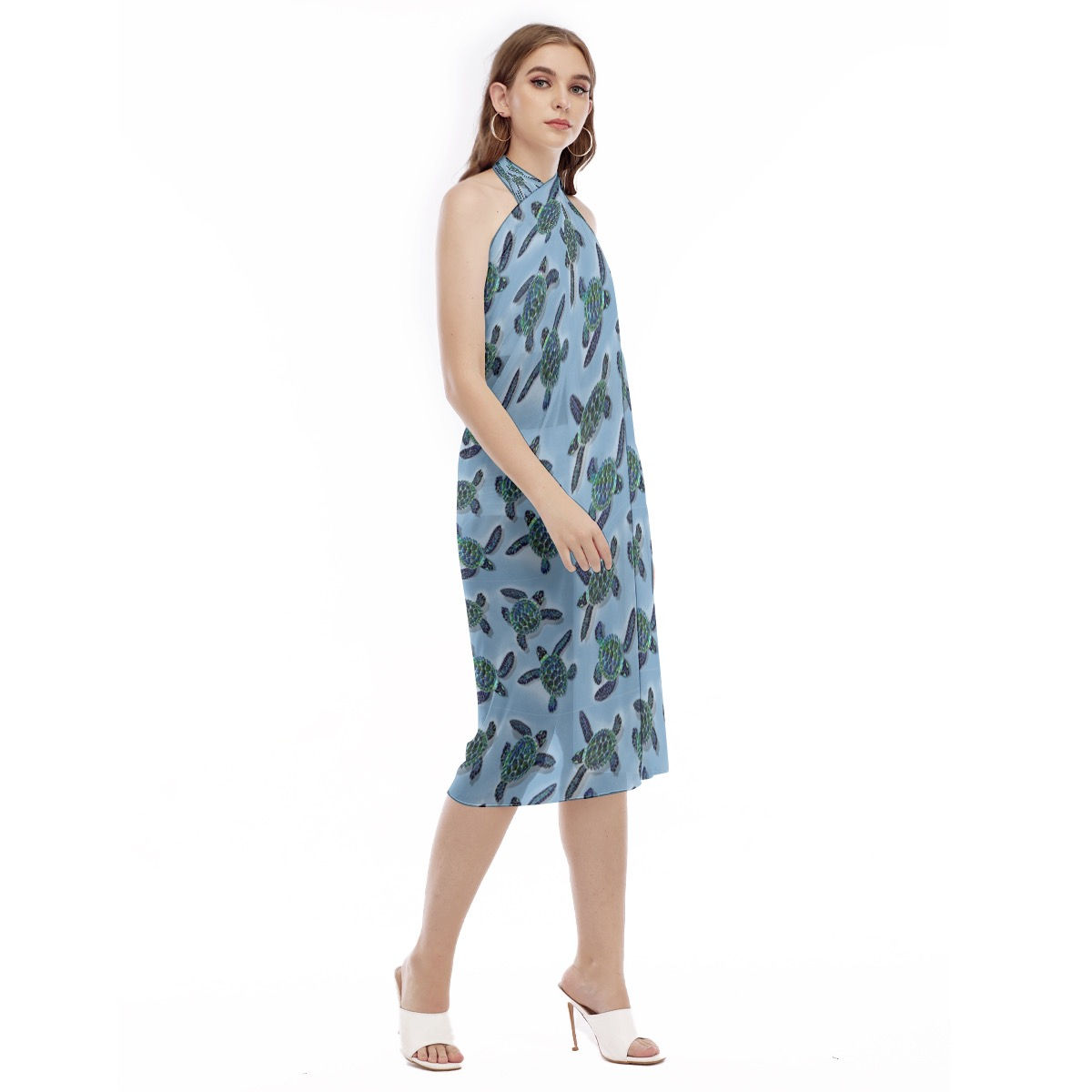 Blue Black and Green Honu - Beach Sarong