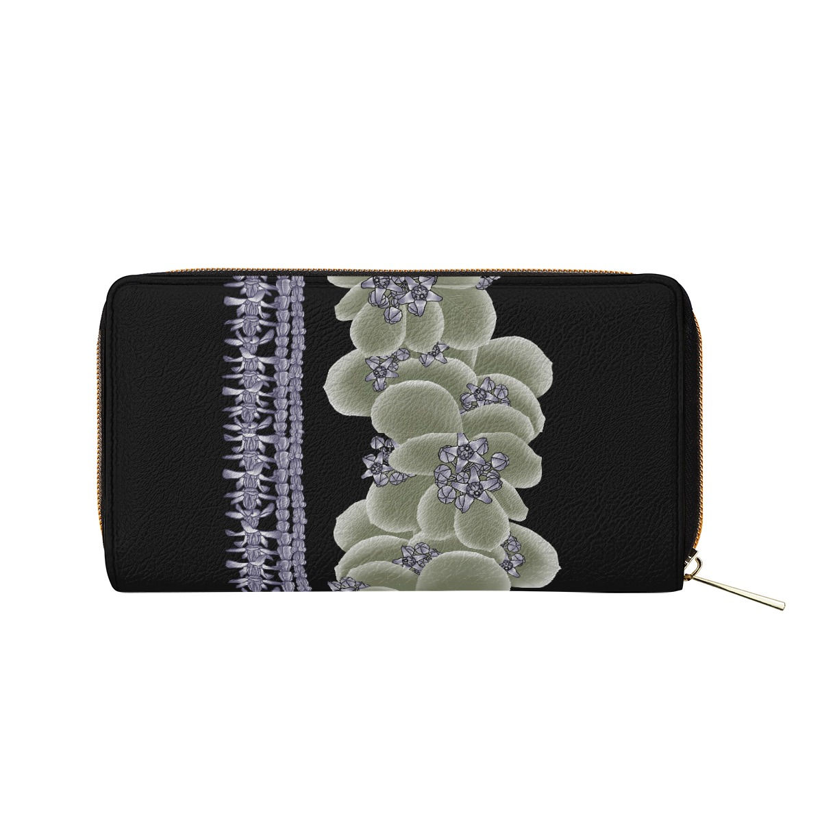 Purple Crown Flower with Lei's on Black - Mini Purse