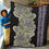 Thumbnail: Purple Crown Flower Lei's on Black - Lightweight & Breathable Quilt