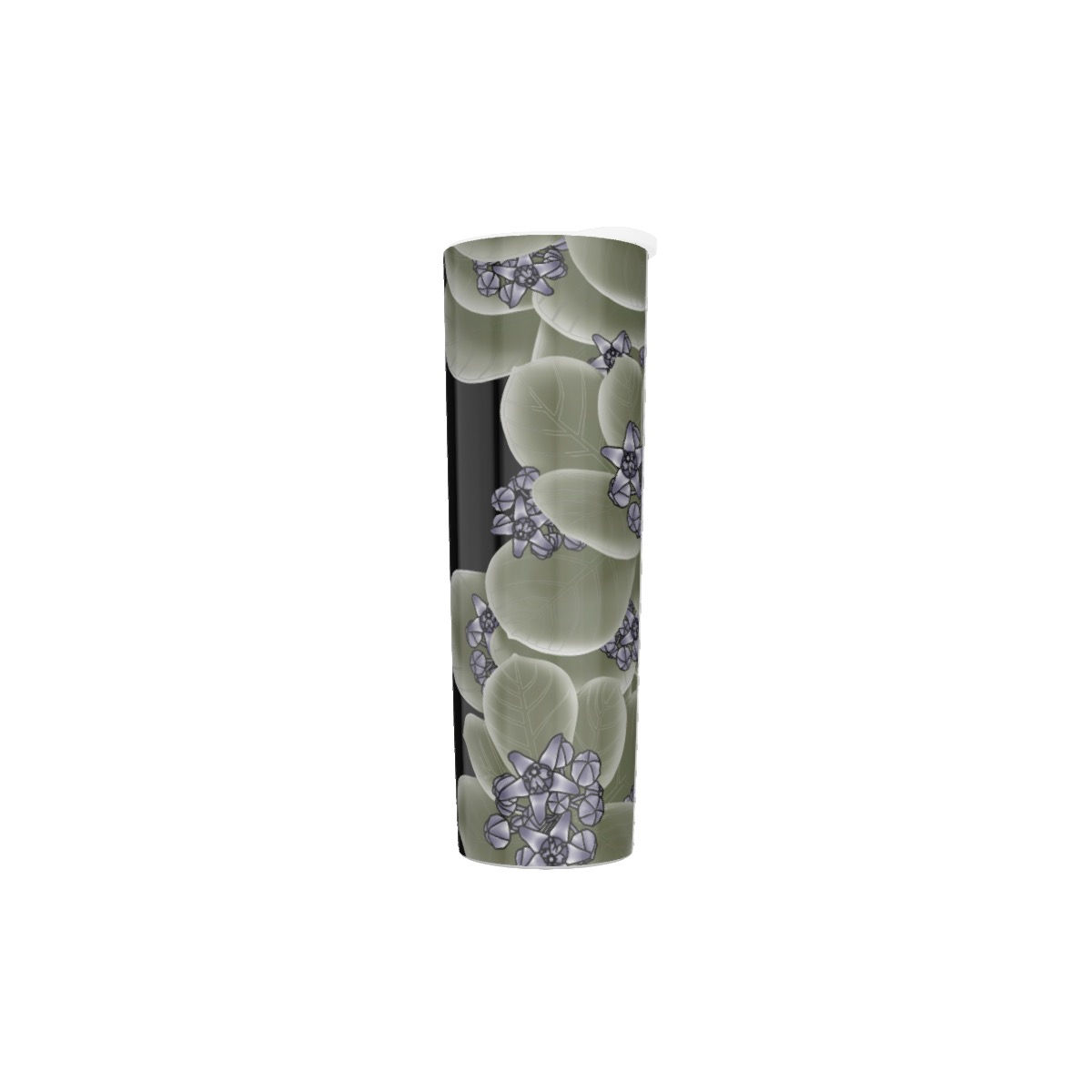 Purple Crown Flower with Lei's on Black - Skinny Tumbler with Lid 30OZ