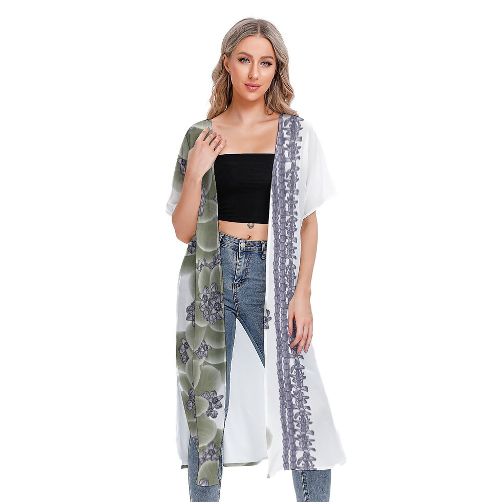 Purple Crown Flower with Lei White - Women's Short Sleeve Cardigan