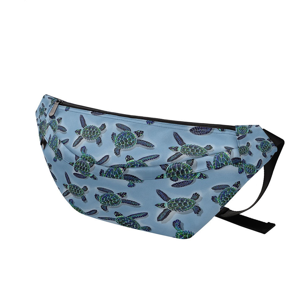 Blue Black and Green Honu - Large Fanny Bag