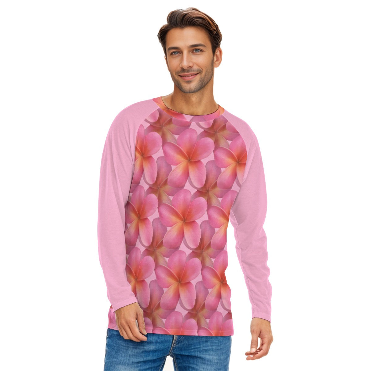 Pink Plumeria - Men's Long Sleeve T-shirt With Raglan Sleeve