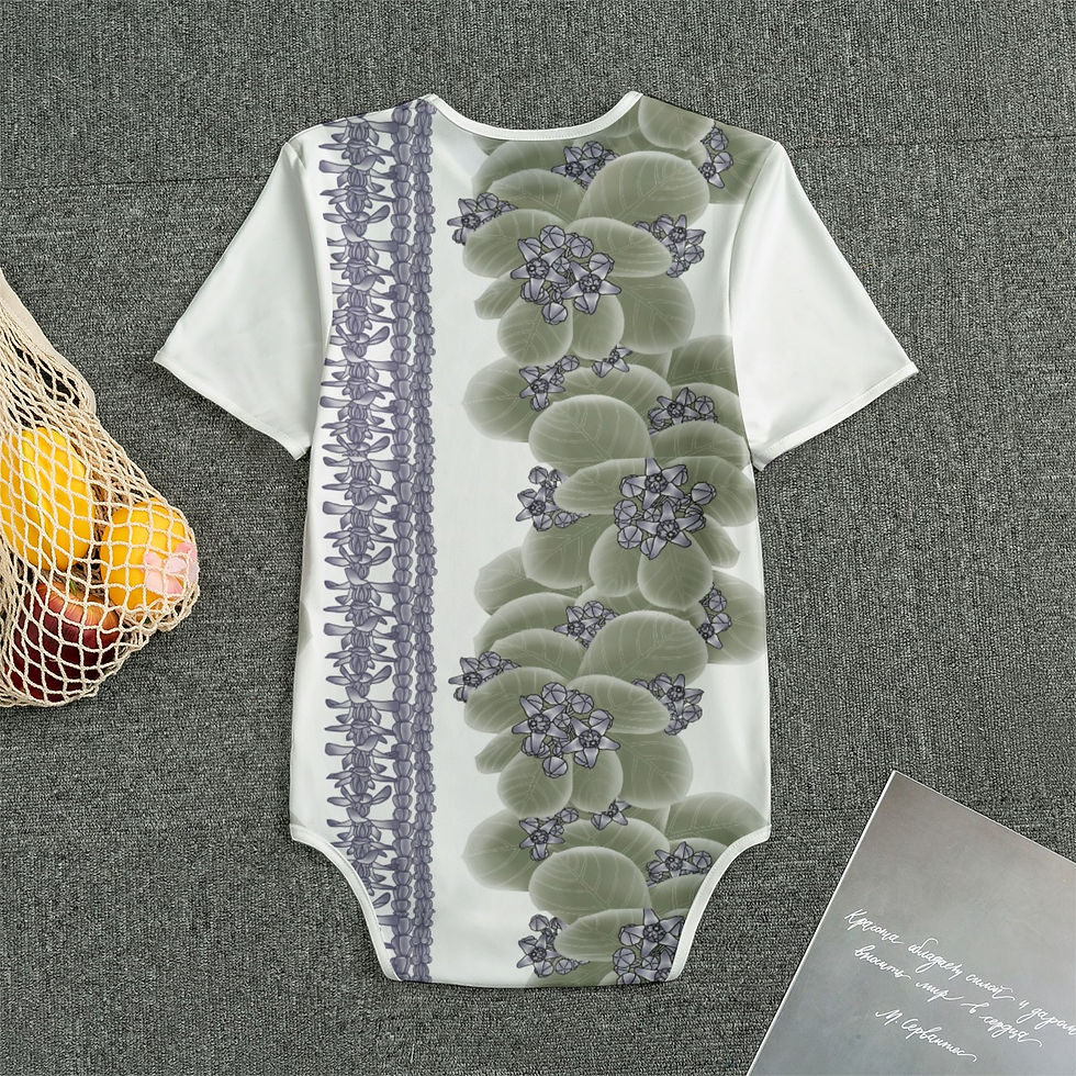 Purple Crown Flower with Lei's on White -  Baby onesie