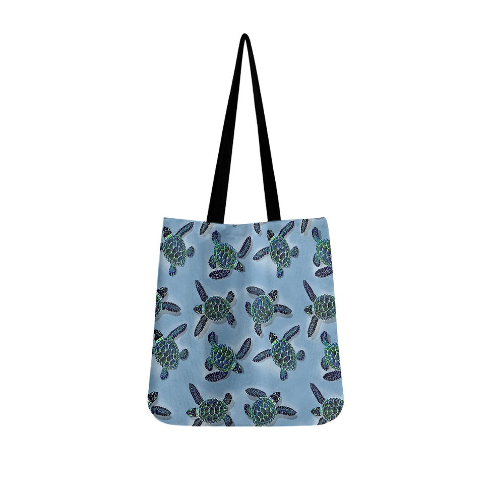 Blue Black and Green Honu -  Cloth Tote Bags