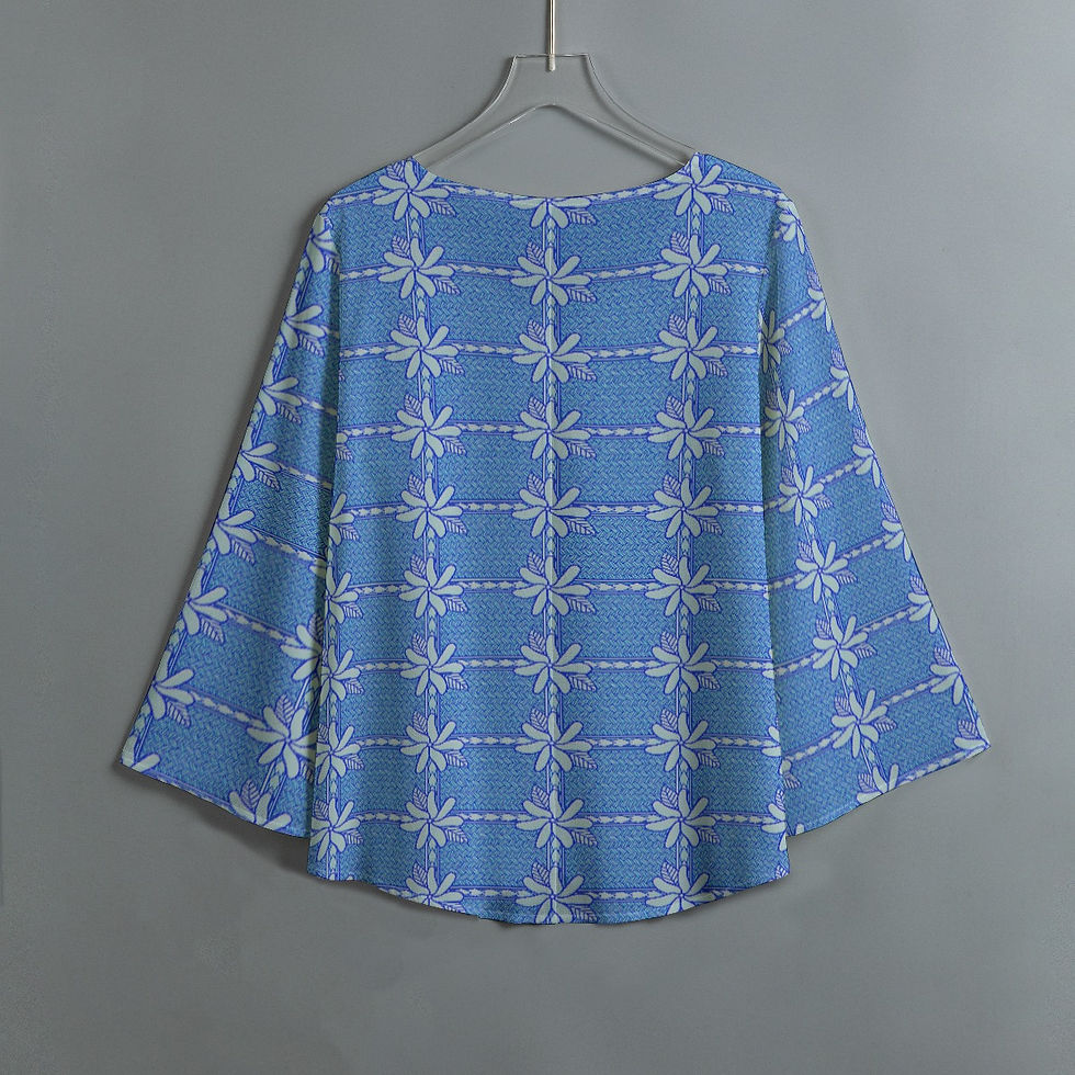 Thumbnail: Tahitian Gardenia Blue - Women's V-neck T-shirt With Irregular Hem