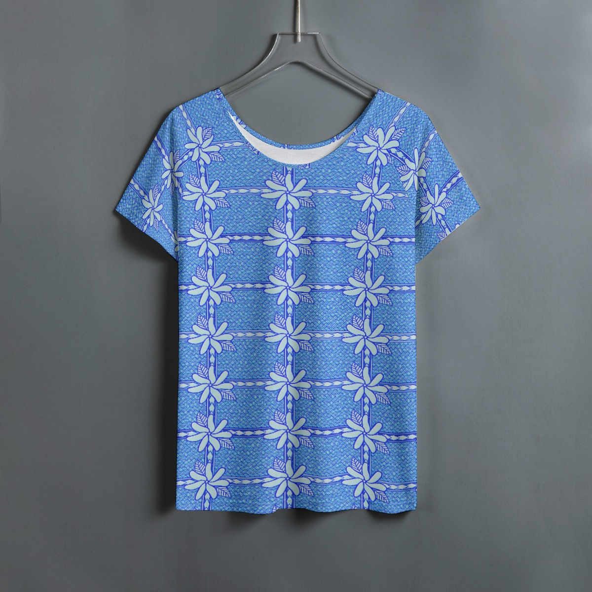 Tahitian Gardenia Blue - Women's Round Neck T-shirt With Raglan Sleeve