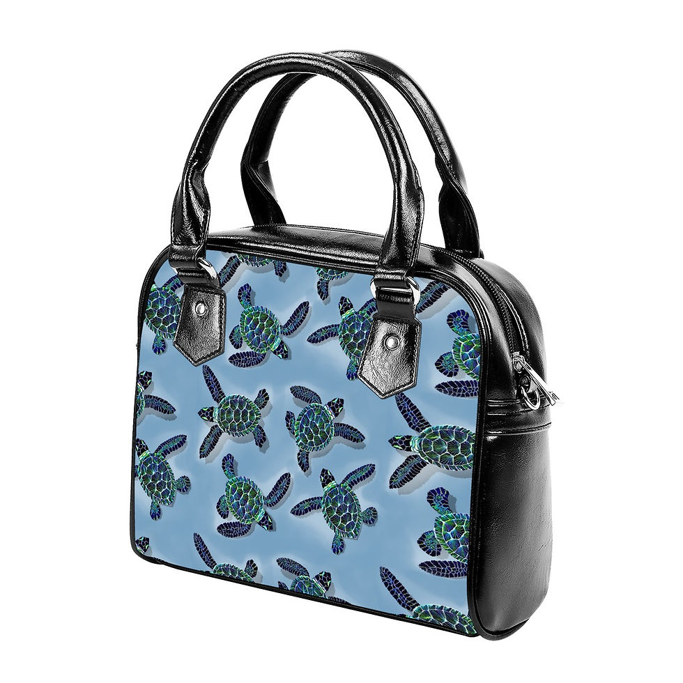 Blue Black and Green Honu - Handbag With Single Shoulder Strap