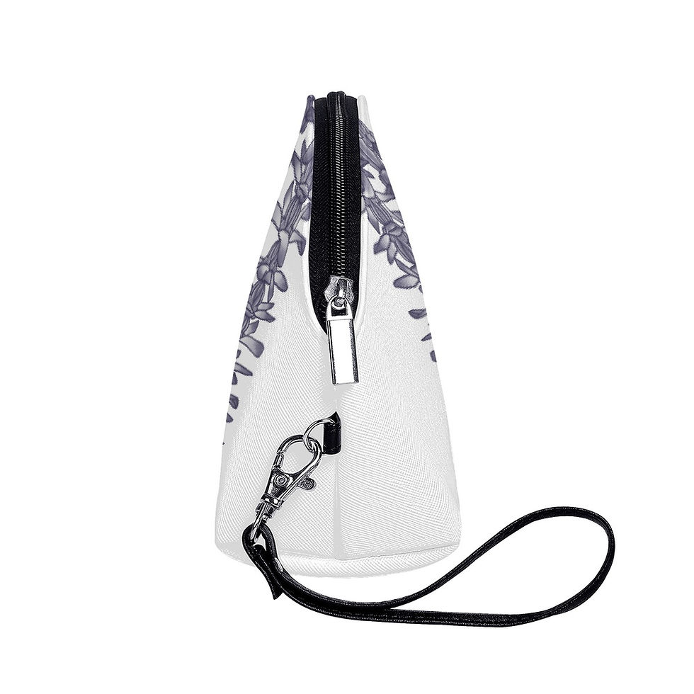 Purple Crown Flowers with Lei's on White - Curved Cosmetic Bags