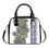 Thumbnail: Purple Crown Flower with Lei's on White - Handbag With Single Shoulder Strap